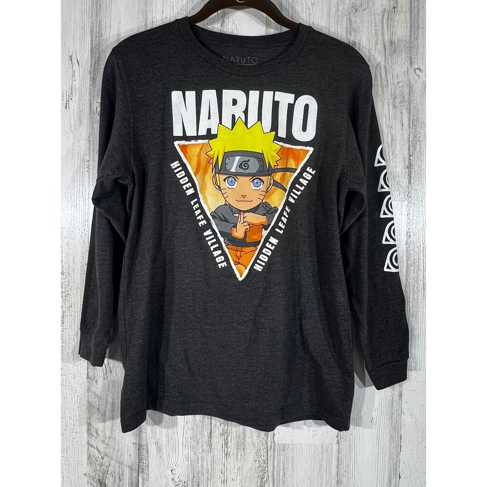 Naruto Hidden Leaf Village Boys Graphic Shirt Dark Gray Size XL Anime‎